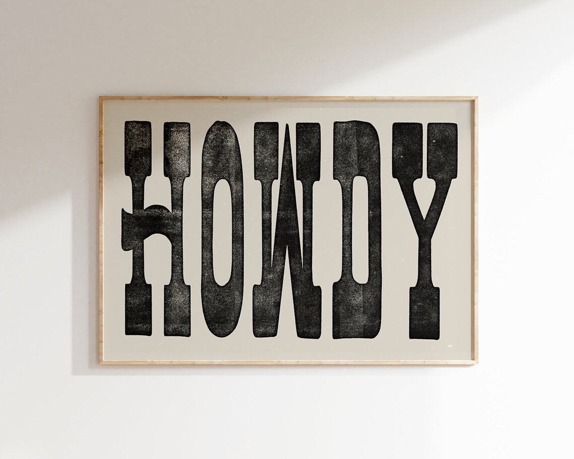 Vintage Howdy Art Print, Rustic Western Decor