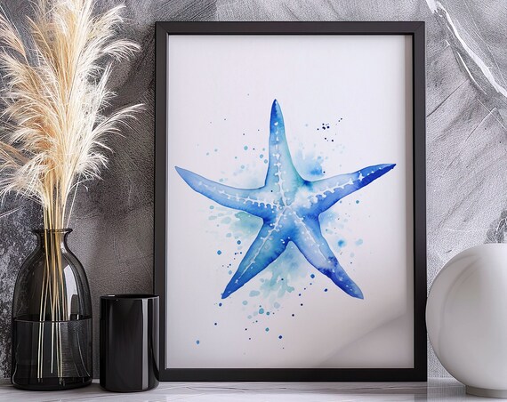 Watercolor Starfish Painting Nursery Wall Art Poster Colorful Coastal Illustration Nature Minimalist Decor Beach House Print