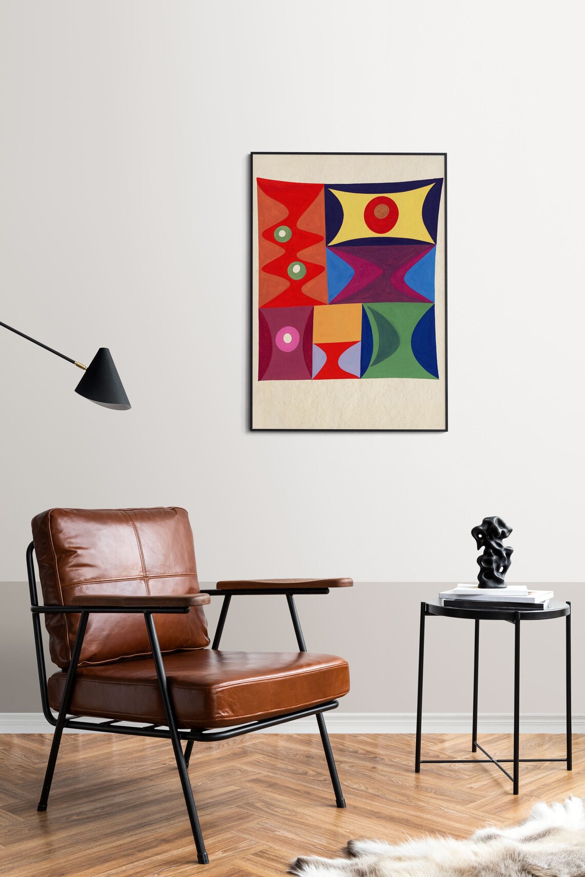 Colorful Geometric Abstract Shapes Mid Century Modernist Art Print - Image 3