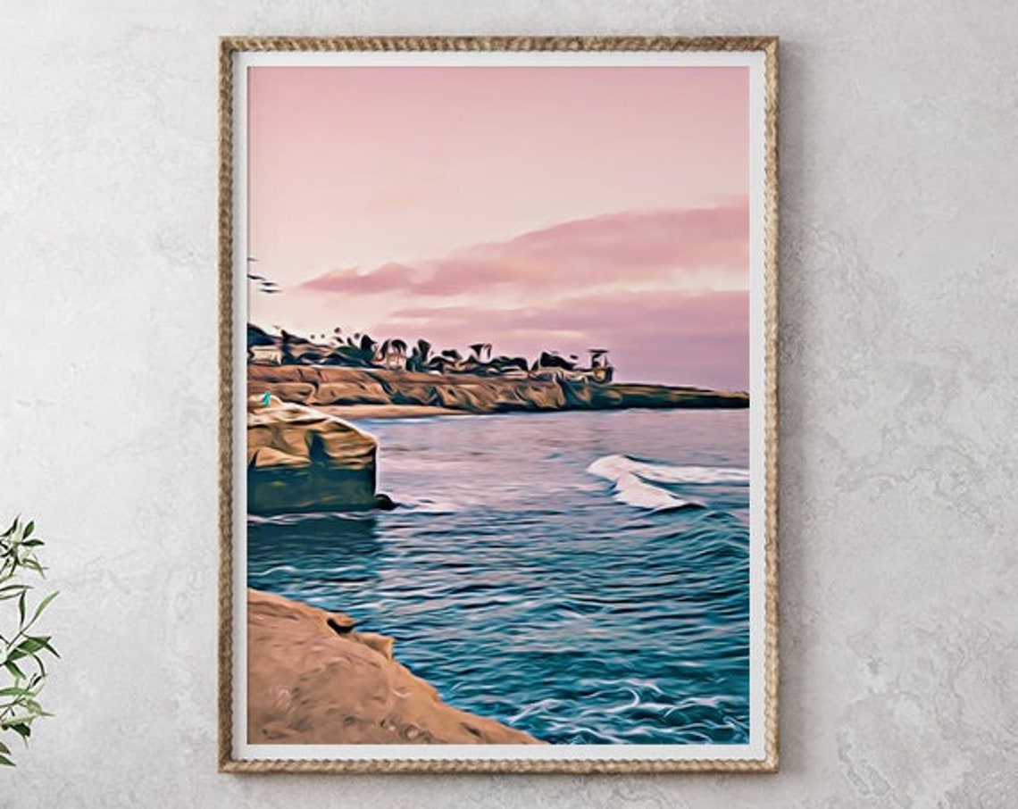 San Diego San Diego Art Sunset Cliffs Poster California Print San Diego Print San Diego Wall Art California Painting San Diego Poster - Image 2