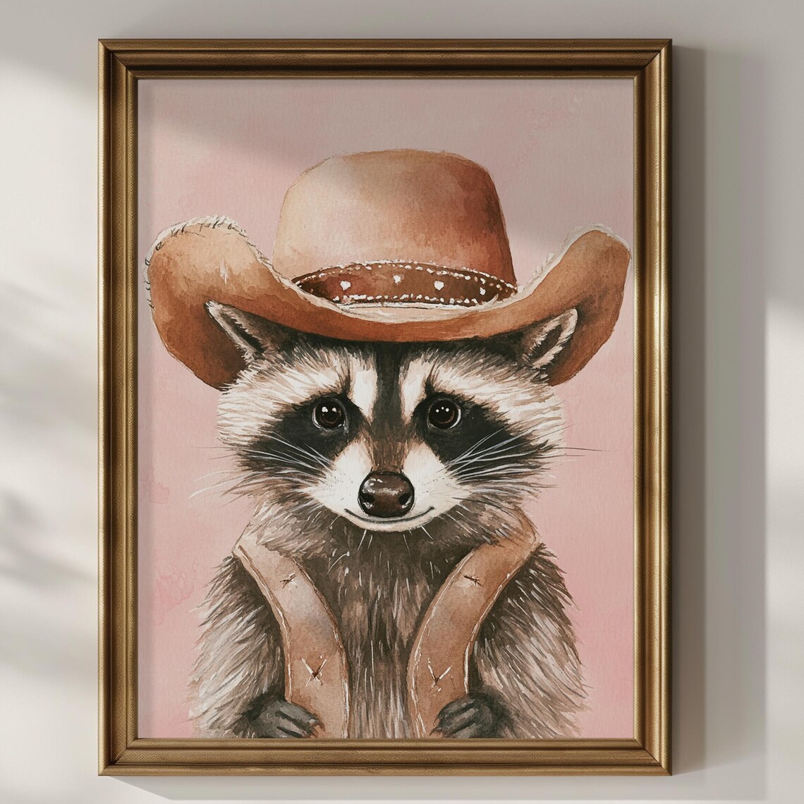 Raccoon Cowboy Hat Nursery Art Print, Western Funny