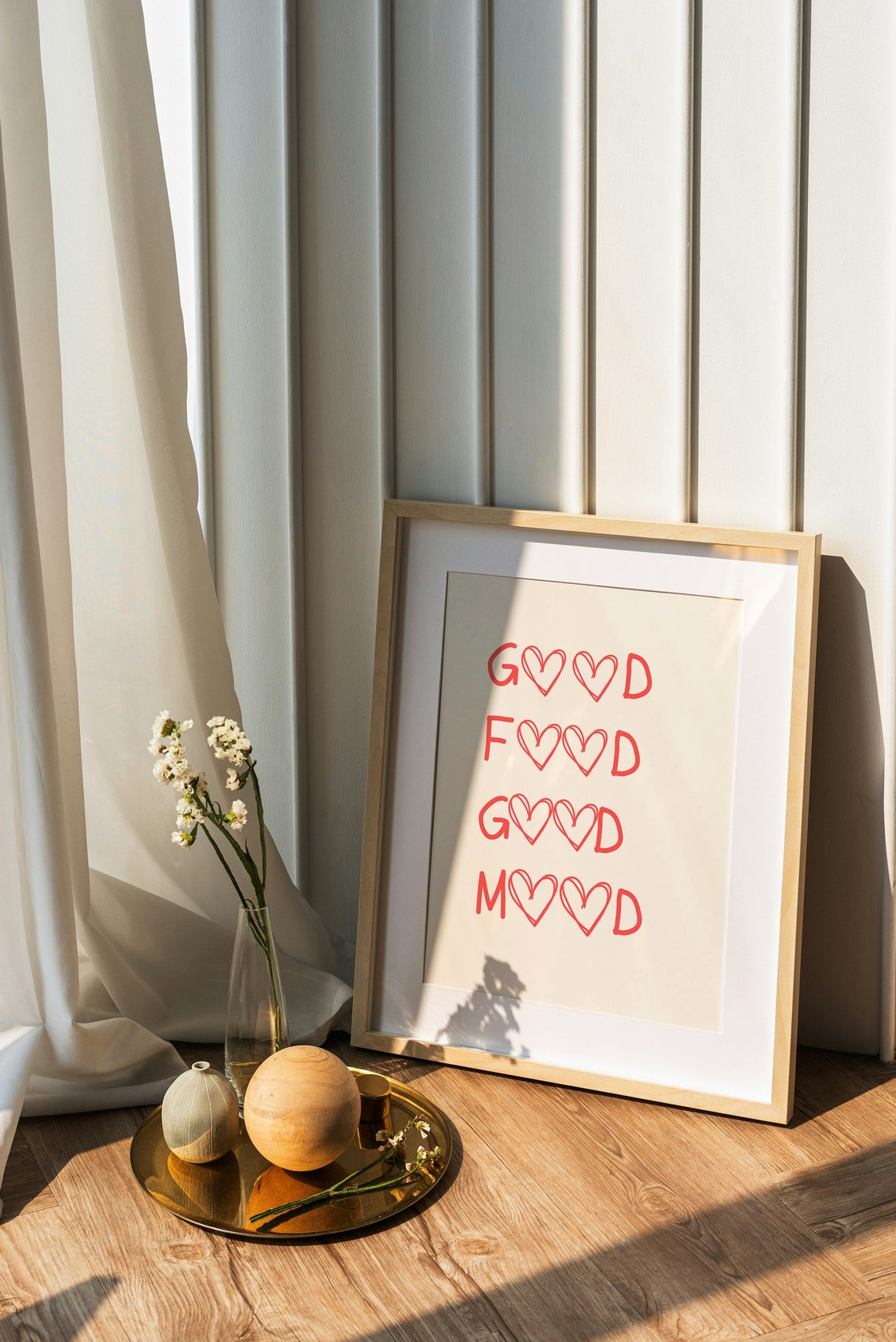 Good Food Good Mood Heart Lettering Red Kitchen Typography Wall Print - Image 3