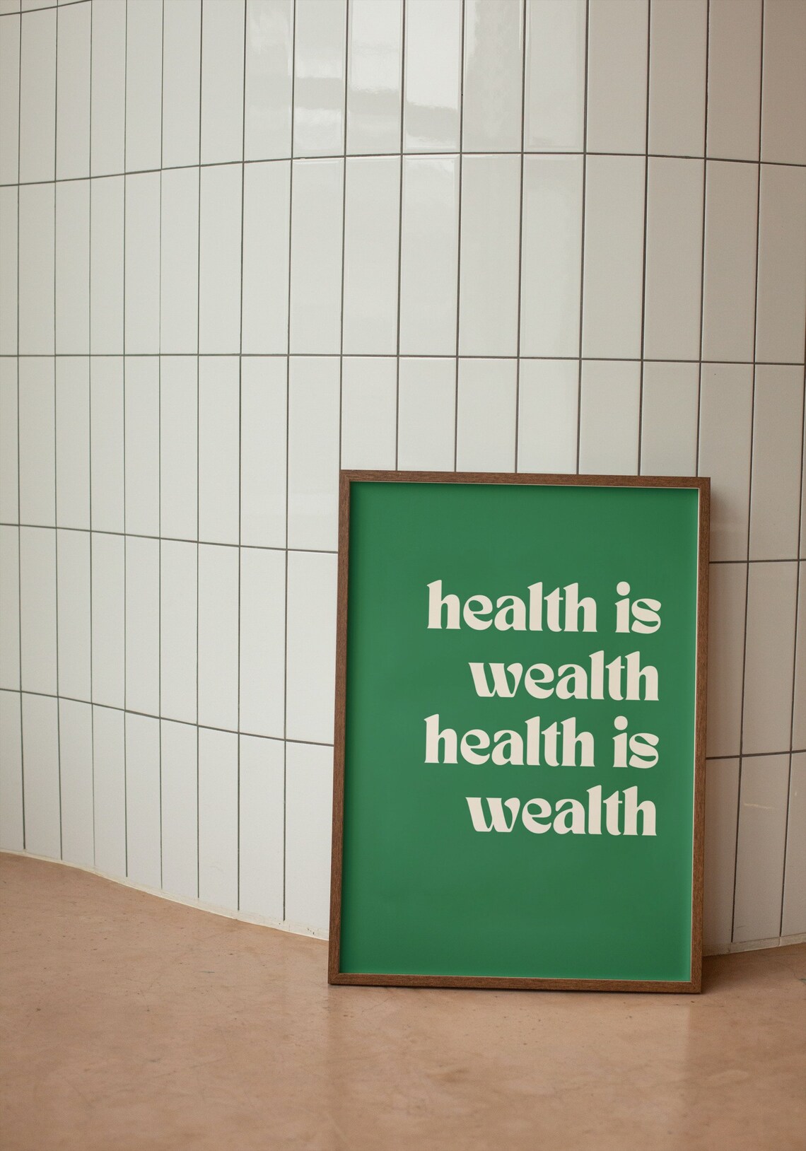 Health Is Wealth Green Minimalist Quote Art Print - Image 3