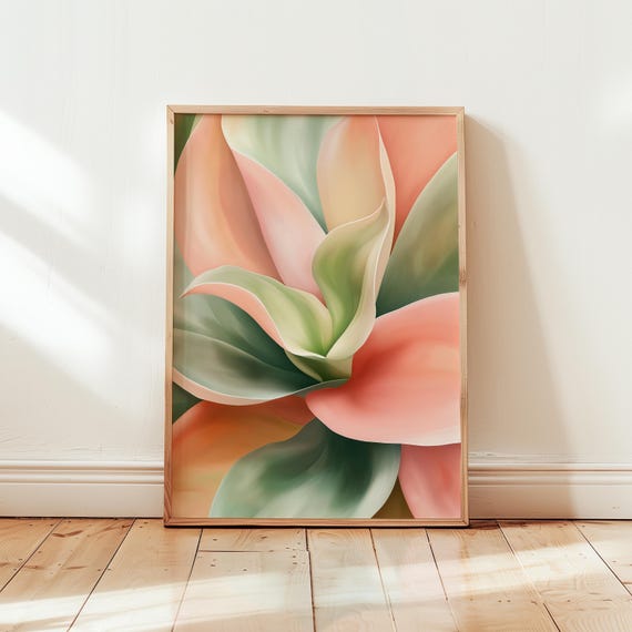 Georgia Okeeffe Inspired Succulent Print Modern Pastel Wall Art