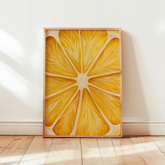 Okeeffe-Inspired Lemon Art Print, Yellow Kitchen Poster