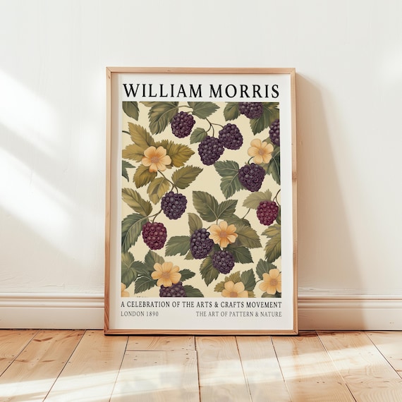 William Morris Blackberry Botanical Art Vintage Arts and Crafts Poster