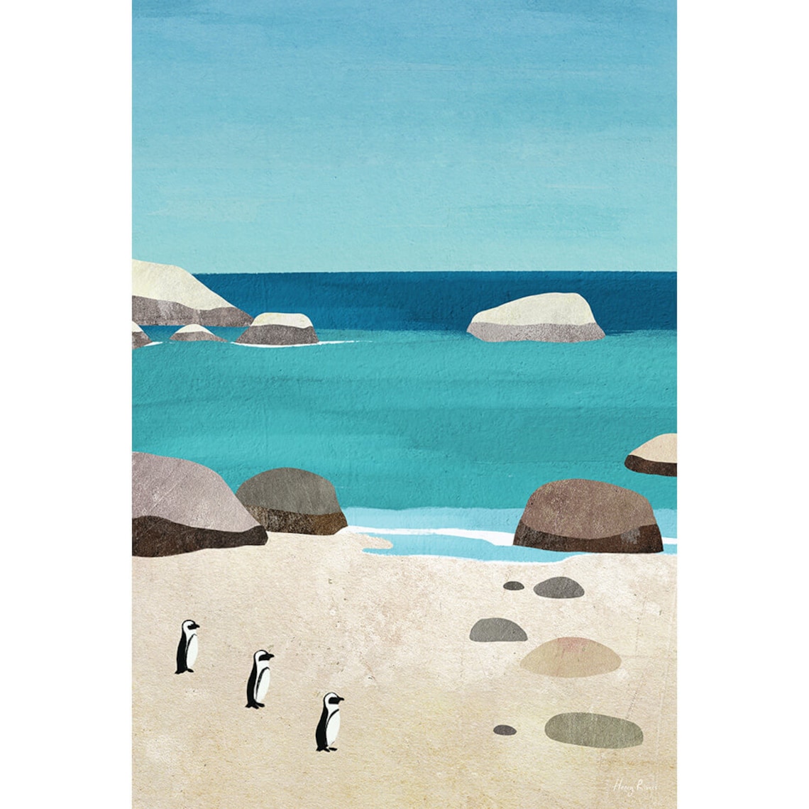 Penguins Boulders Beach Travel Poster, Henry Rivers - Image 3