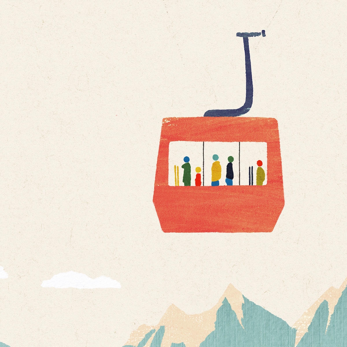 Skiing Cable Car by Henry Rivers Mountain Art Print - Image 2