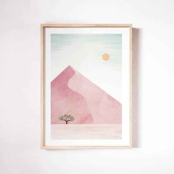 Pink Dune Namibia Travel Poster, Desert Landscape