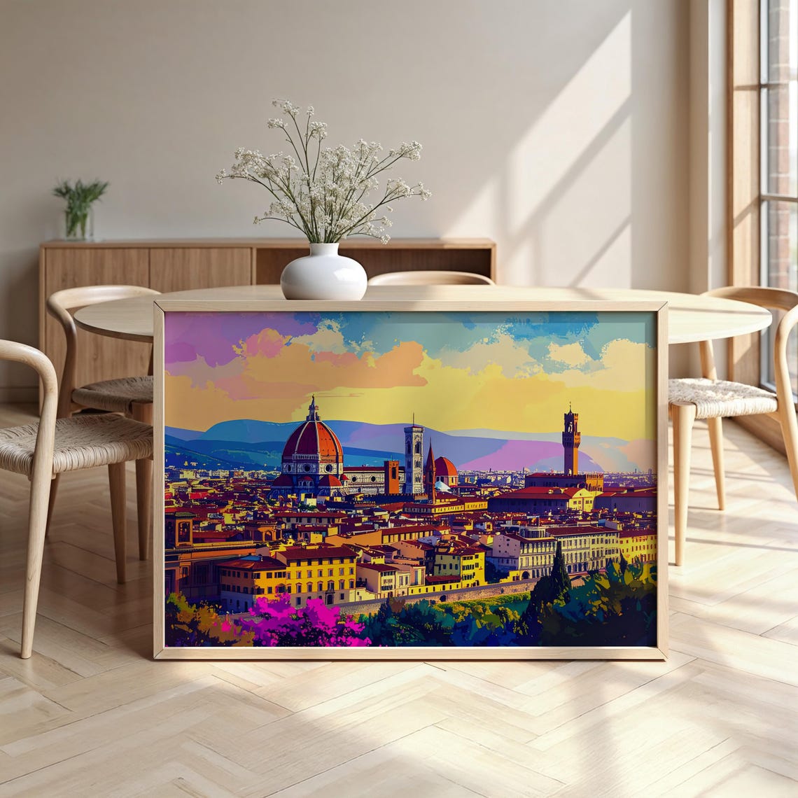 Florence Italy Cathedral Duomo Watercolor Cityscape Skyline Poster