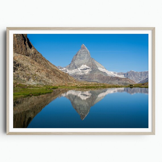 Matterhorn Mountain Print Swiss Alps Switzerland Wall Art Travel Gift Travel Poster Zermatt Print Nature Print Riffelsee Lake
