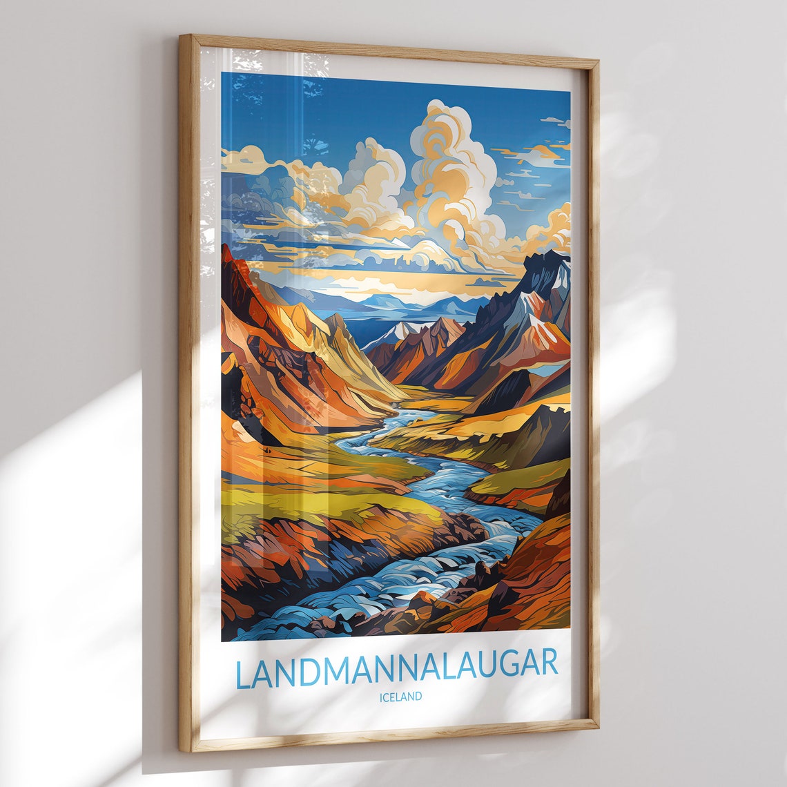 Landmannalaugar Iceland Red Canyon River Towering Cloud Column Poster