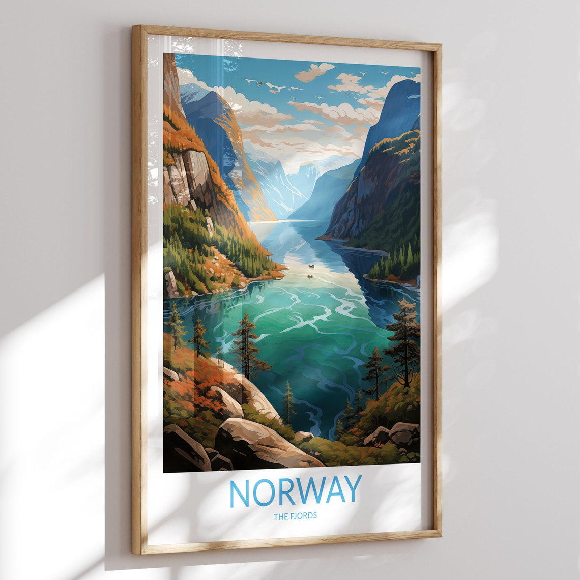 Norway The Fjords Emerald Water Between Steep Mountains Poster
