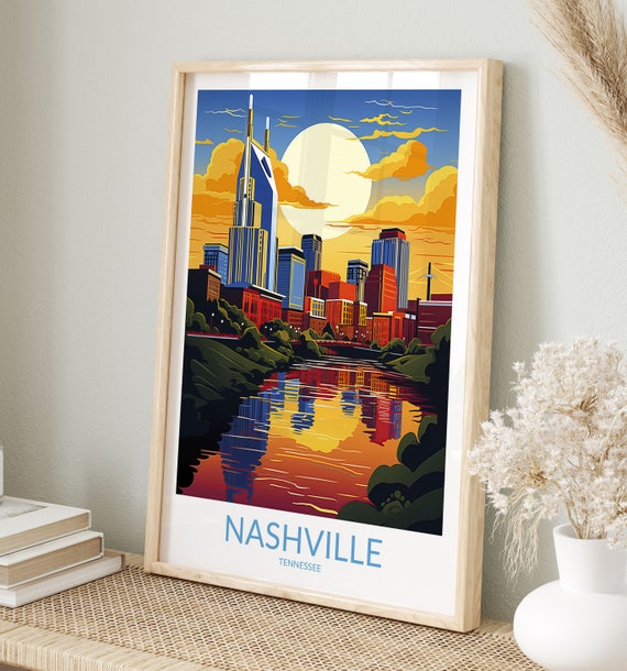 Nashville Print No 6 Nashville Poster Artwork Traveler Gift Tennessee Nashville Wall Art Nashville Art Print Home Decor