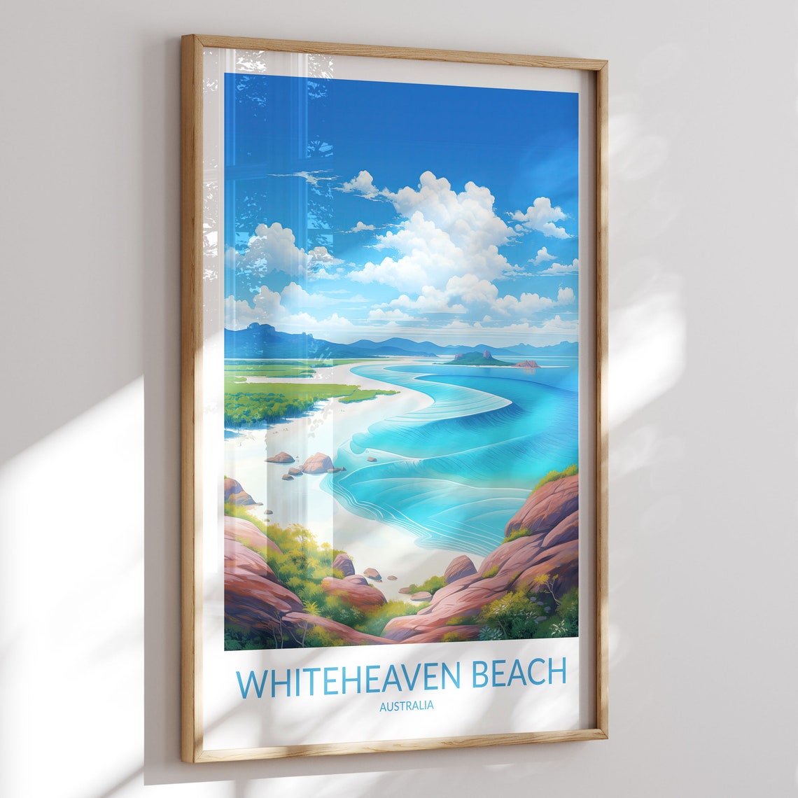 Whiteheaven Beach Australia Aerial Estuary Swirls Red Rocks Poster