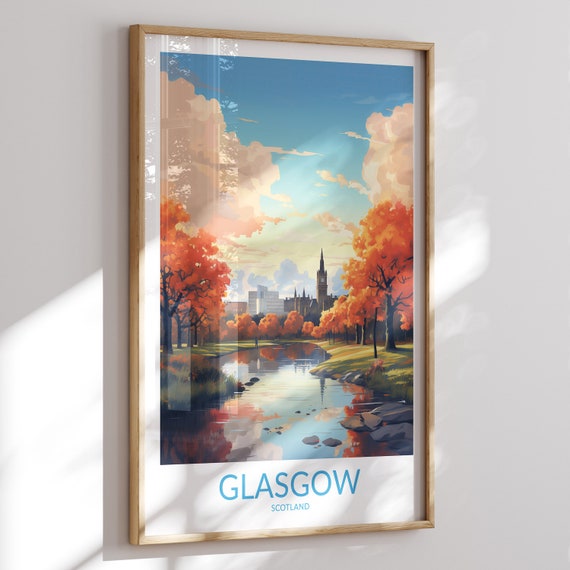 Glasgow Print No 4 Glasgow Poster Glasgow Wall Art Glasgow Art Print Glasgow Artwork Glasgow Travel Gift United Kingdom Print England