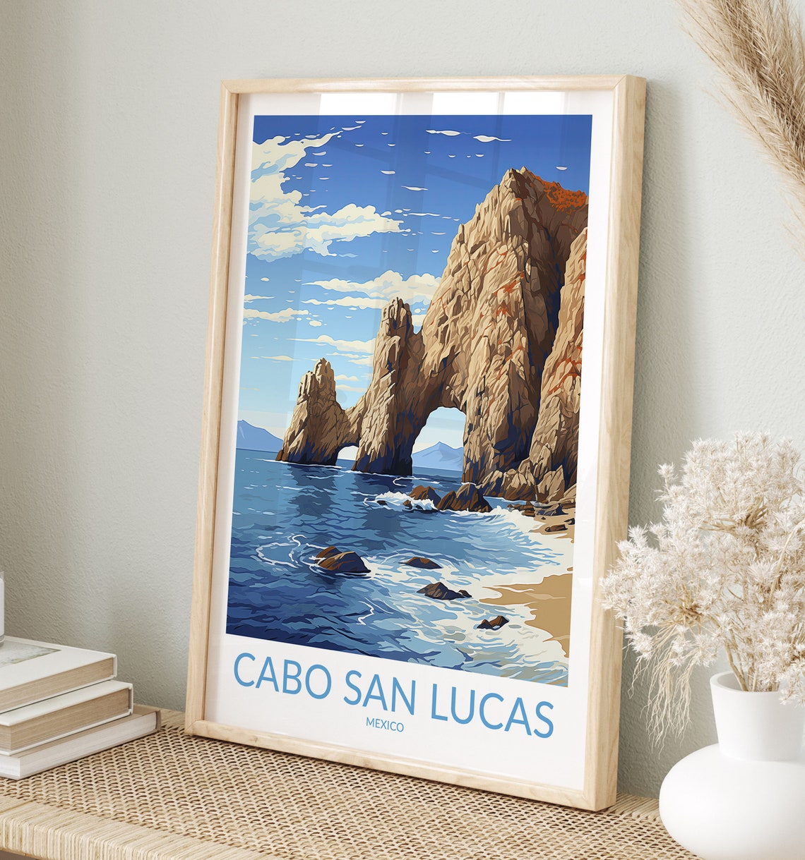 Cabo San Lucas Mexico El Arco Waves and Rocky Cliffs Travel Poster