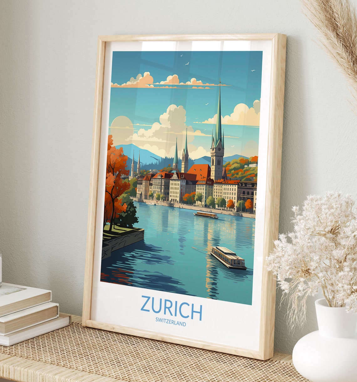 Zurich Travel Print No 3 Zurich Poster Zurich Wall Art Zurich Art Print Zurich Artwork Zurich Travel Gift Switzerland Print