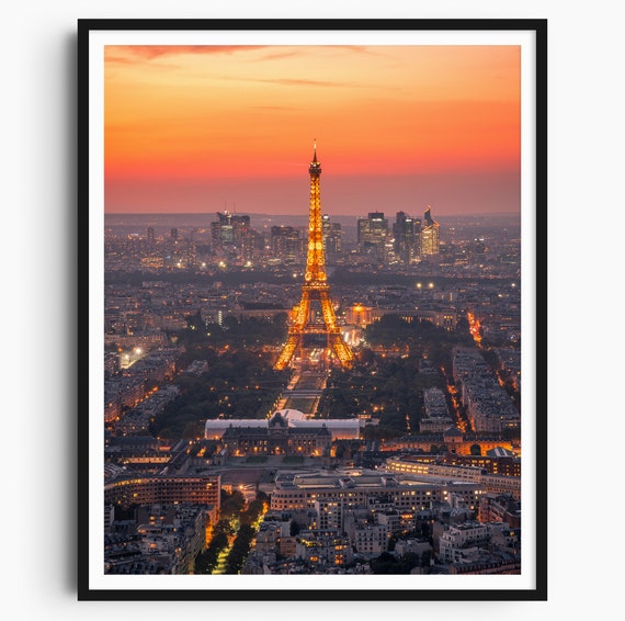 Paris Print Sunset Photo Eiffel Tower Paris Travel Poster Eiffel Tower Print Original Art Print Paris Wall Art Wall Decor France