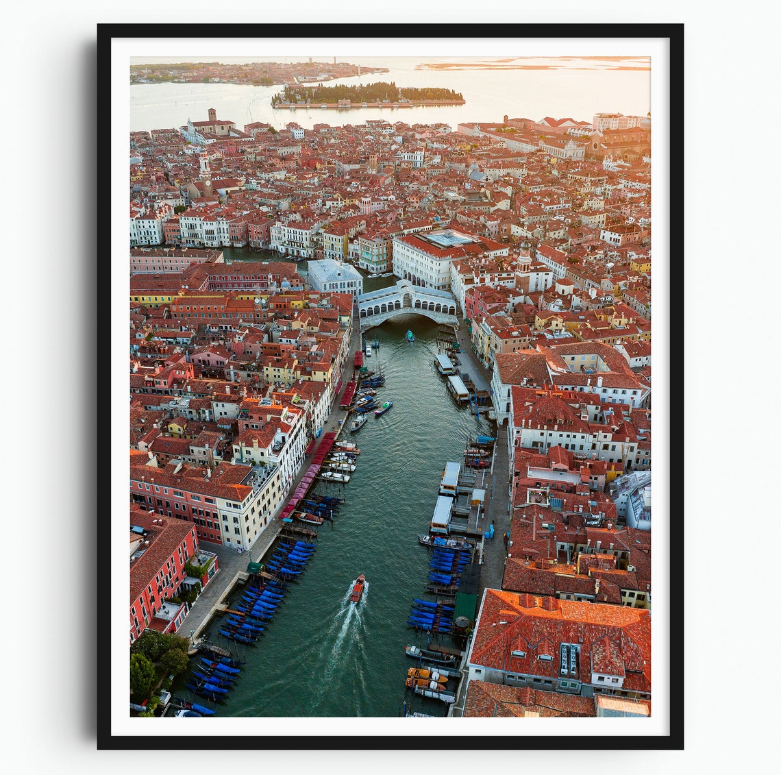 Venice Print Sunrise At Rialto Bridge Italy Wall Art Grand Canal Golden Hour Photo Travel Print Travel Poster Aerial Photography