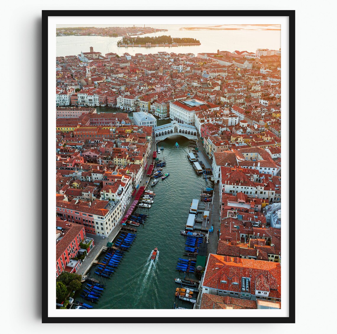 Venice Rialto Bridge Sunrise Aerial Grand Canal Italy Poster