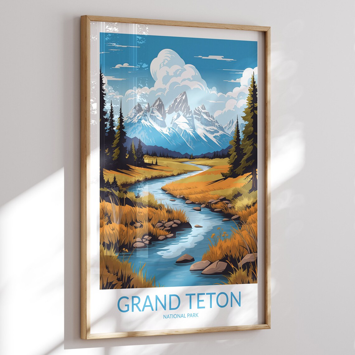 Grand Teton National Park Winding Creek Pine Meadow Travel Poster