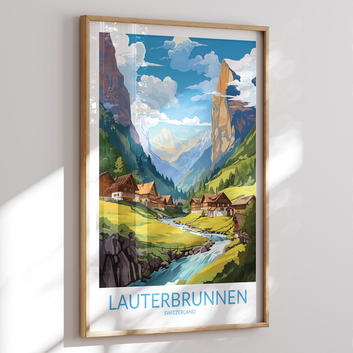 Lauterbrunnen Print No 3 Lauterbrunnen Poster Lauterbrunnen Wall Art Lauterbrunnen Art Print Artwork Travel Gift Switzerland