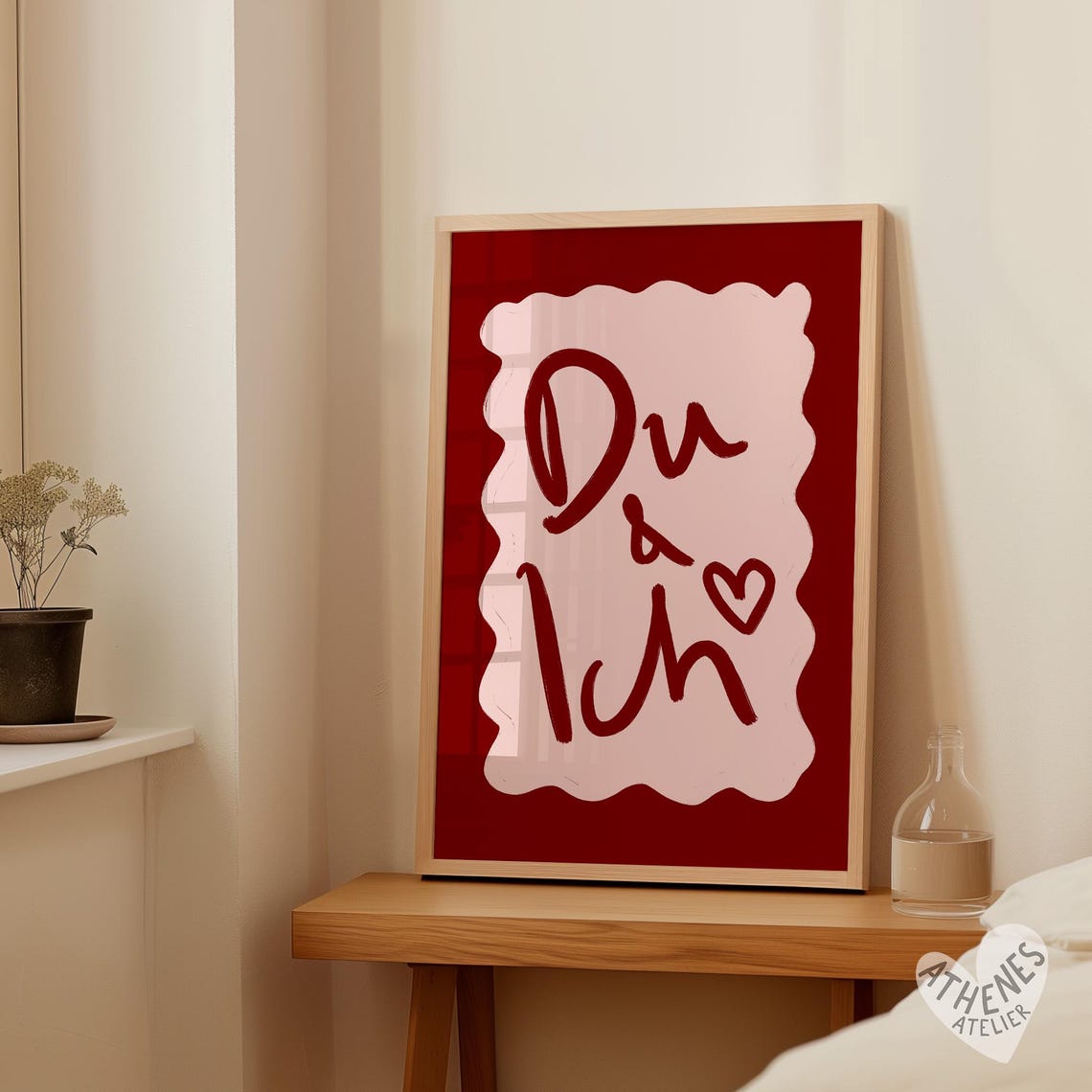 Du & Ich Romantic German Love Script Heart Typography Poster