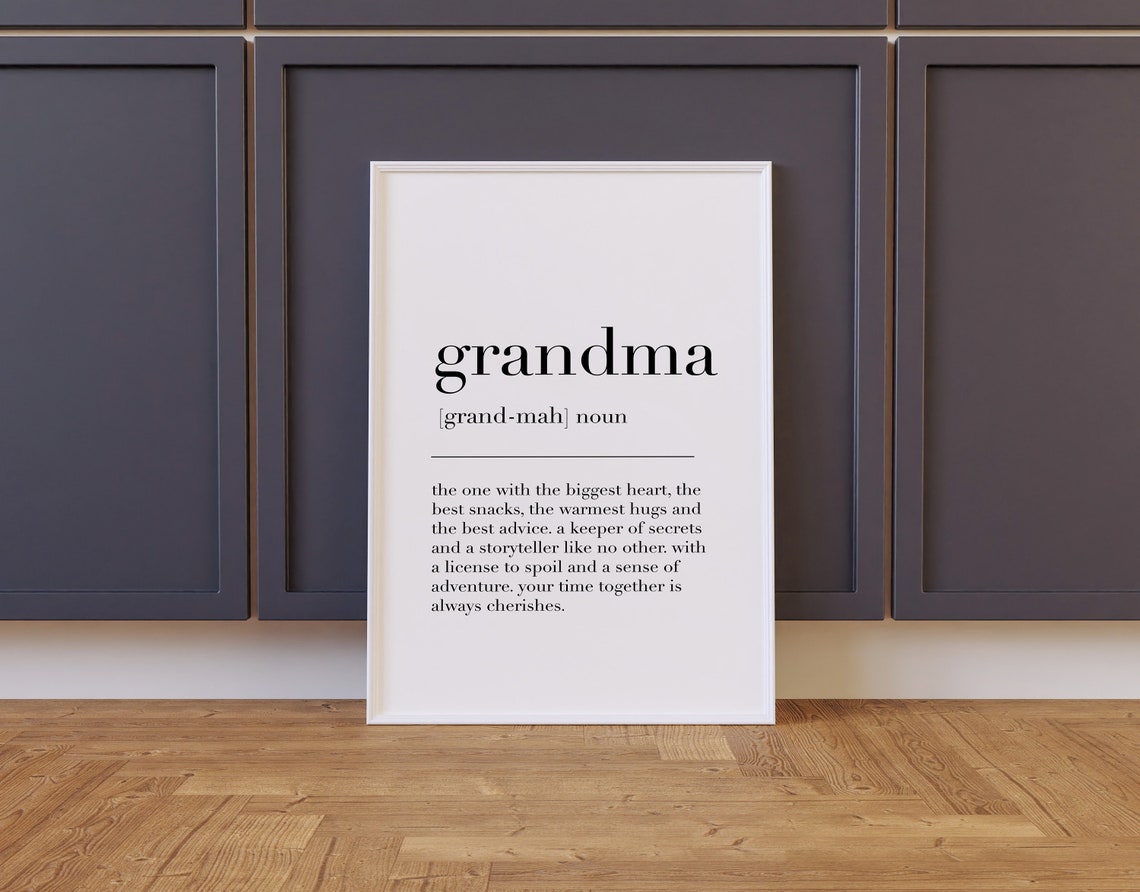 Grandma Definition Heartfelt Family Gift Dictionary Word Poster