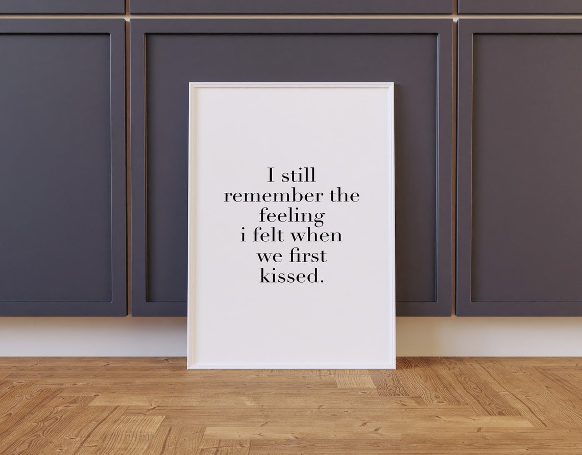 First Kiss Love Quote Romantic Serif Minimalist Bedroom Wall Poster - Image 2