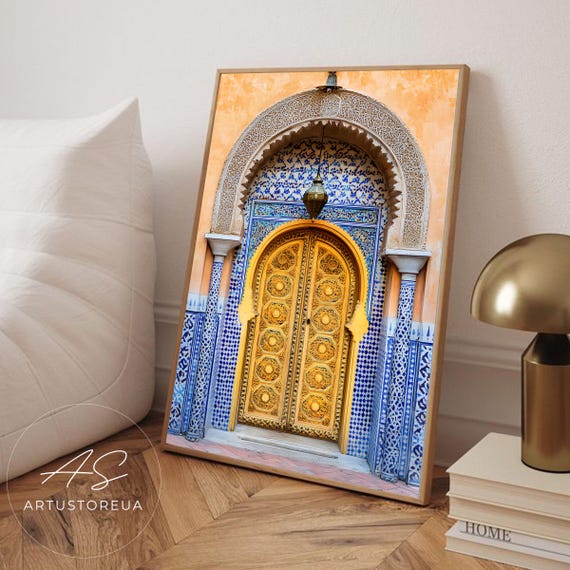Morocco Print Moroccan Doorway Travel Wall Art Illustration Culture Architecture Archway