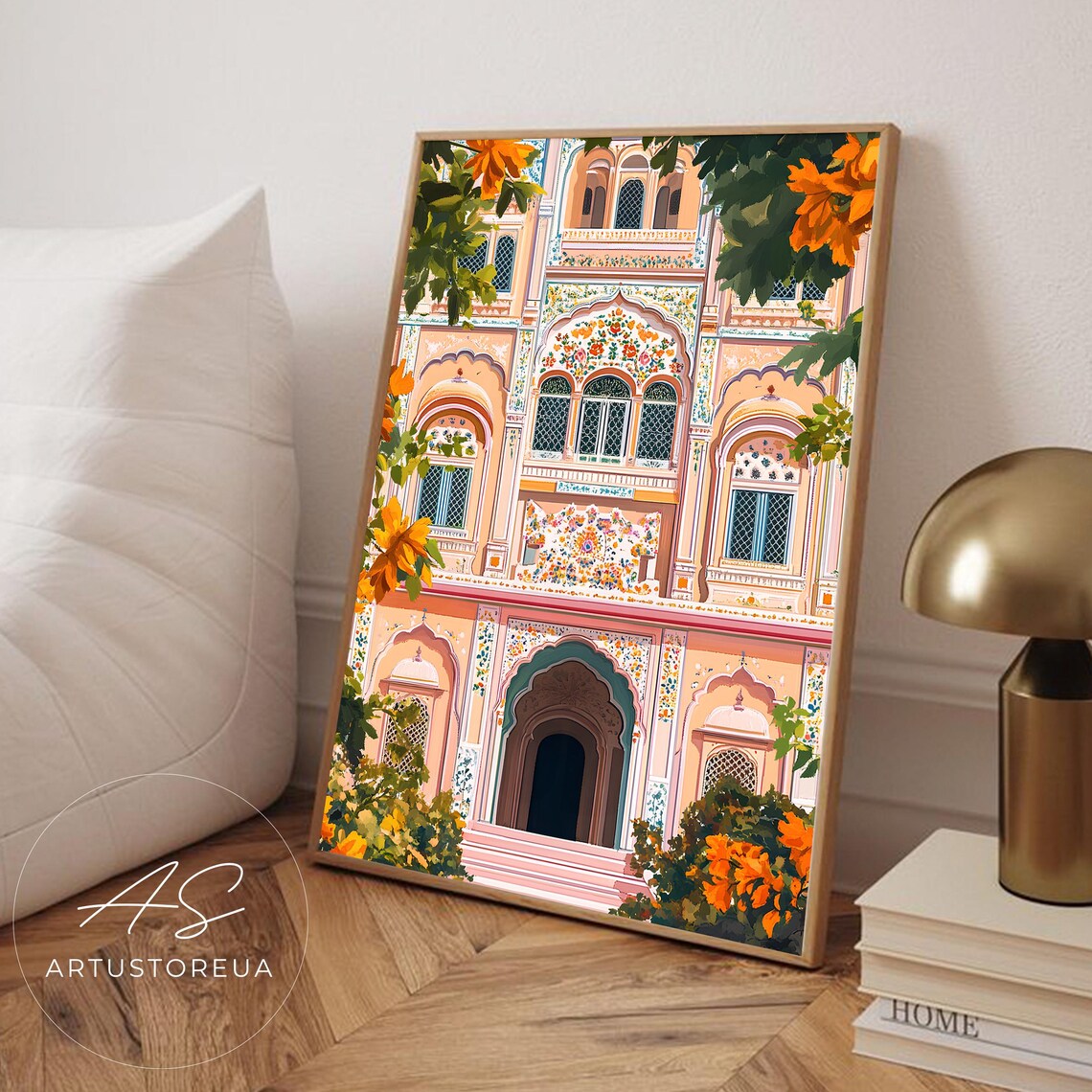 India Print Jaipur Palace Travel Poster, Heritage