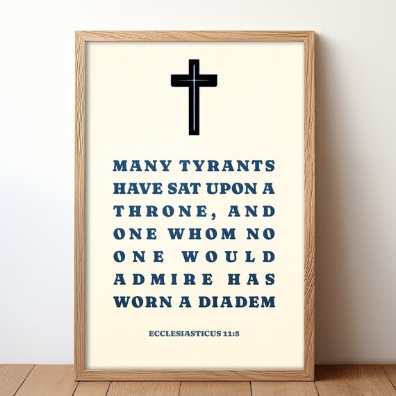 Ecclesiasticus 11 Verse 5 Navy Typography Cross Faith Art Poster