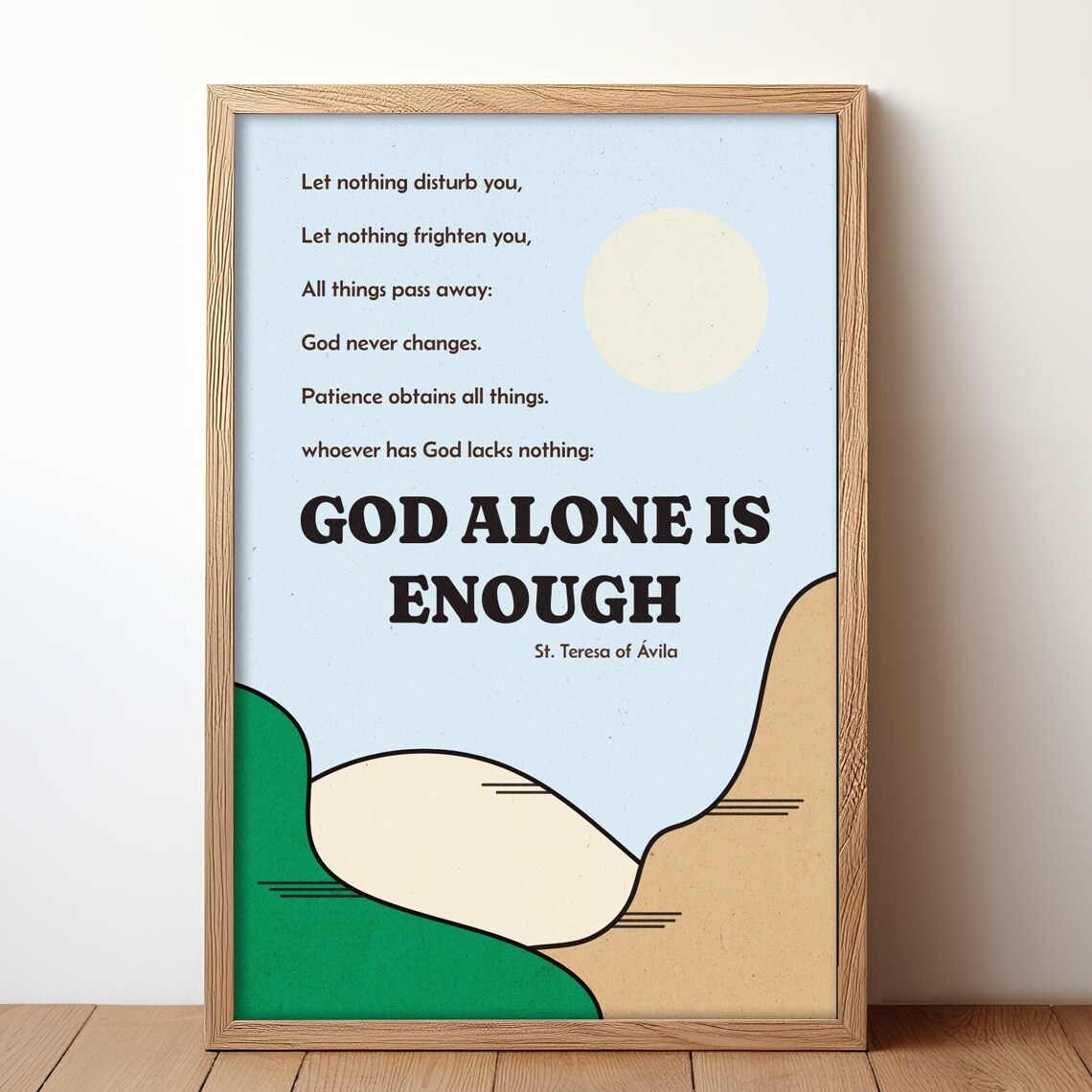 St Teresa Of Avila Quote God Alone Is Enough Catholic Faith Poster
