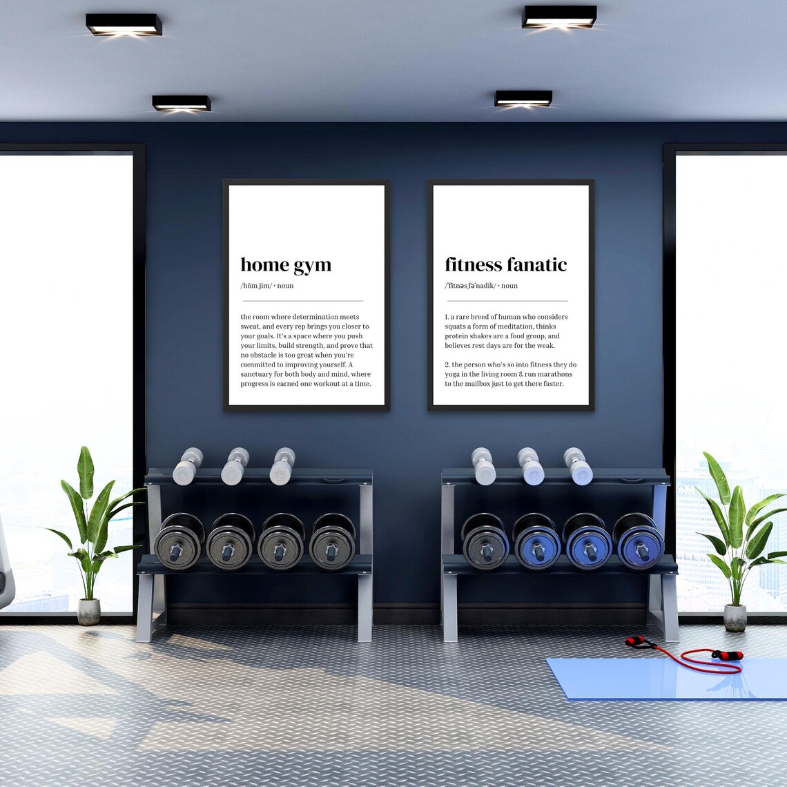 Fitness Fanatic Home Gym Definition Pair Funny Workout Poster - Image 2