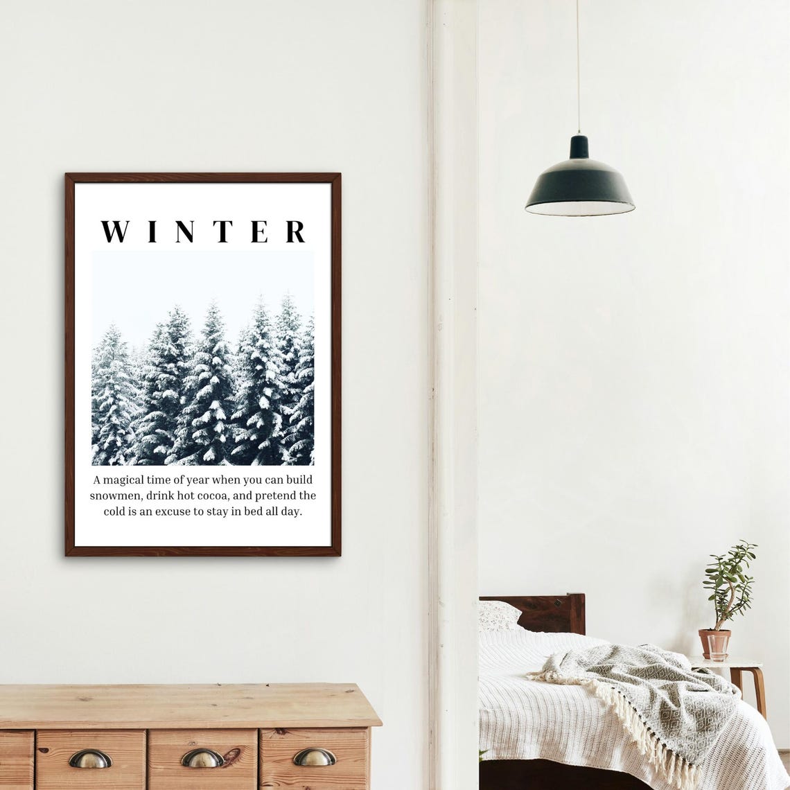 Winter Definition Snowy Evergreen Trees Black Frame Quote Poster - Image 2