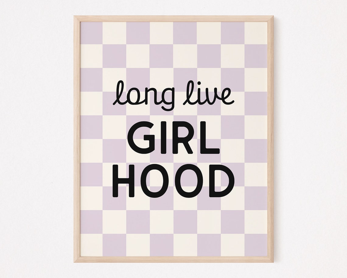 Long Live Girlhood Wall Art Retro Checker Toddler Girls Room Decor Kids Trendy Wall Art Preppy Room Decor Y2k Decor - Image 3