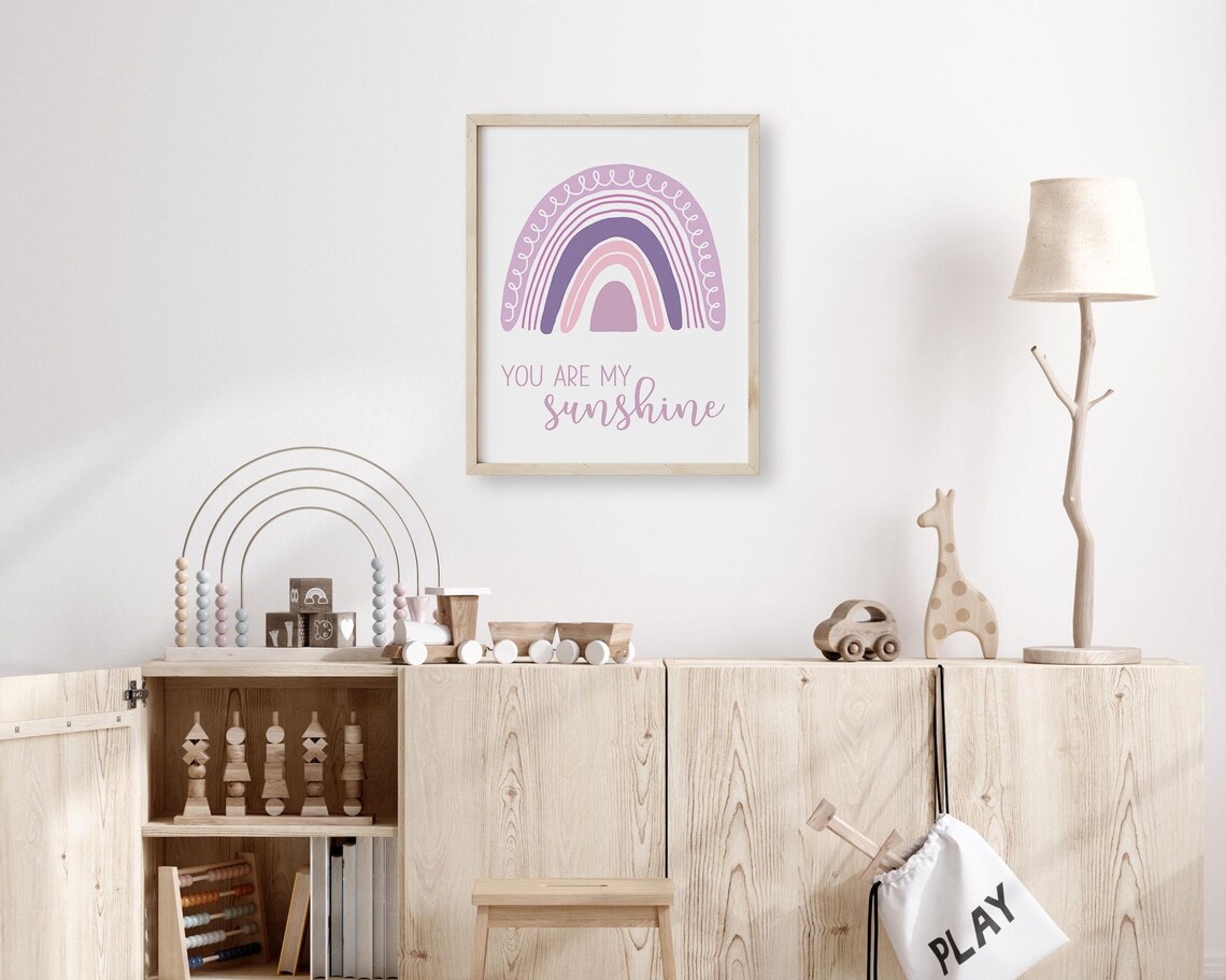 You Are My Sunshine Purple Rainbow Nursery Quote Baby Girl Poster - Image 3