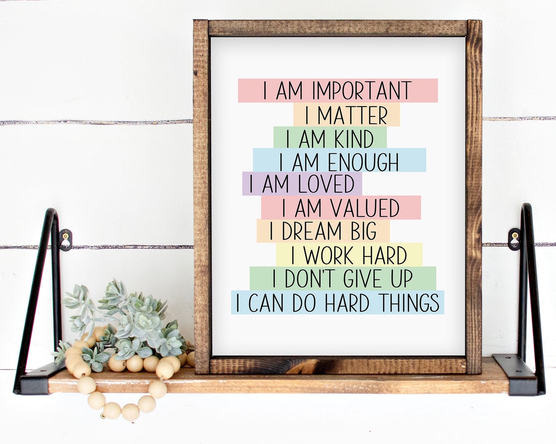 Pastel Daily Affirmations Wall Art Kids Affirmation Poster Classroom Decor Rainbow Affirmation Wall Art - Image 4