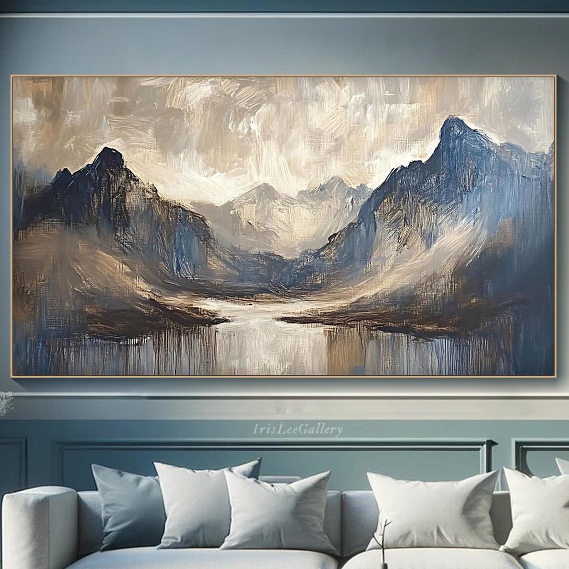 Mountain Painting On Large 3d Textured Wall Art Moody Nature Wall Art Neutral Tones Hill Landscape Painting Living Room Wall Art
