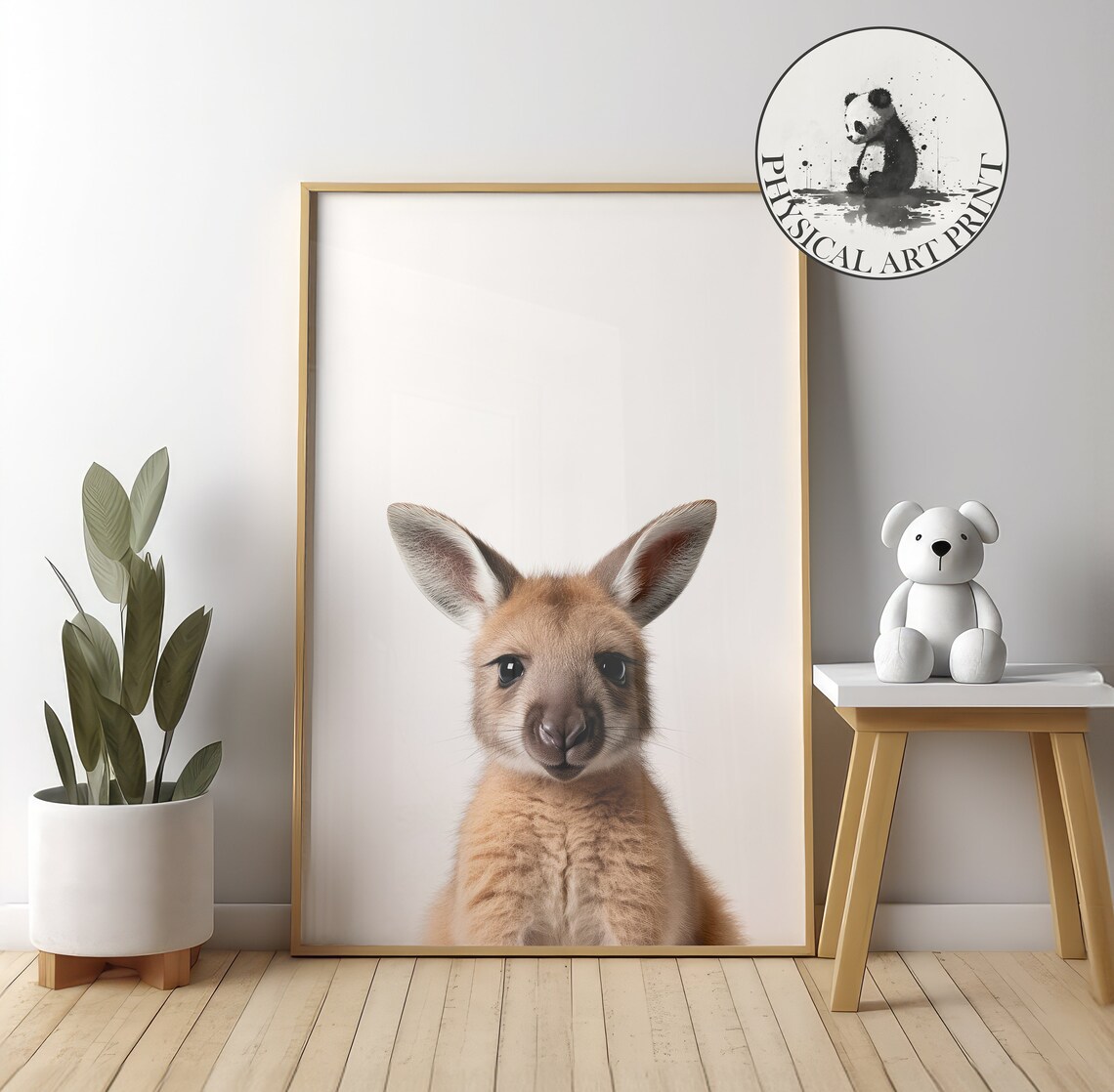 Cute Baby Kangaroo Joey Close-Up Big Ears Nursery Animal Decor Poster