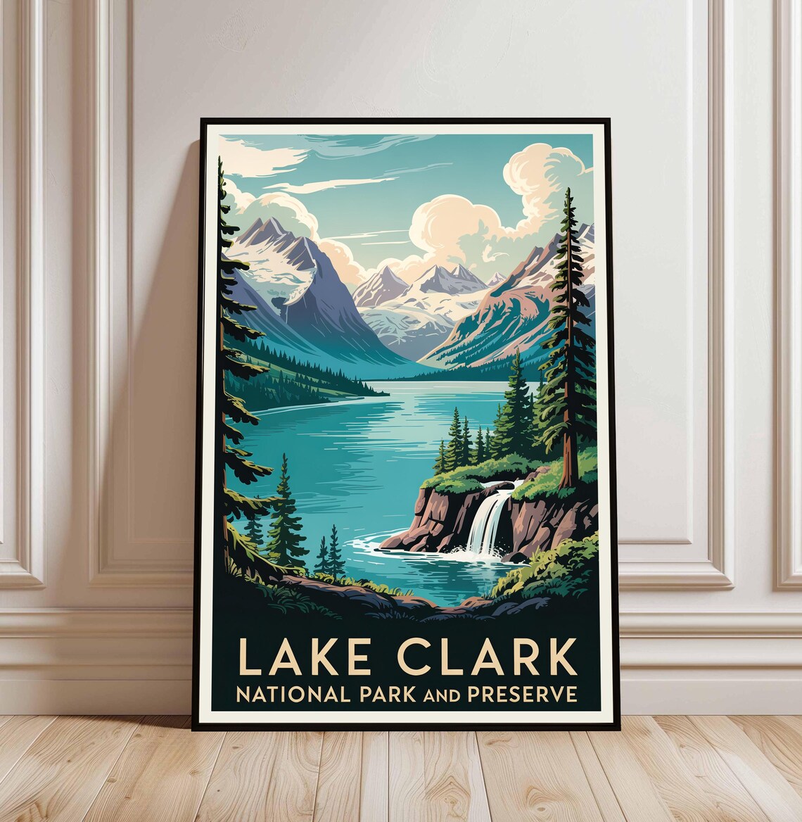 Lake Clark National Park Alaska Vintage Mountain Lake Poster