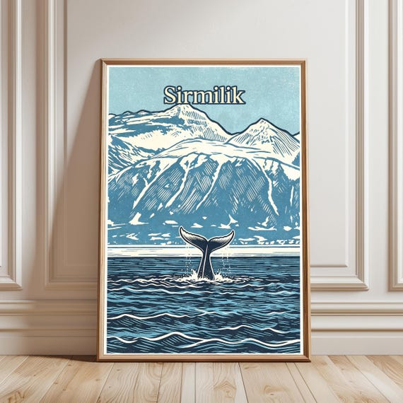 Sirmilik Travel Poster Whale Tail Print Arctic Canada Wall Art Vintage Nature Decor