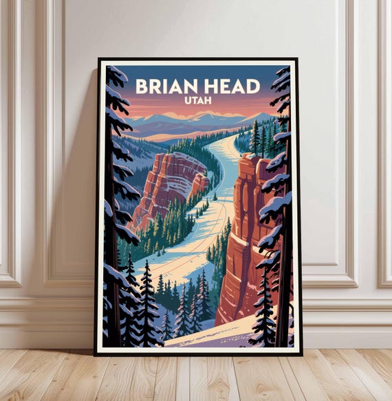 Brian Travel Poster Utah Wall Art Ski Resort Print Birthday Gifts Personalised Home Decor