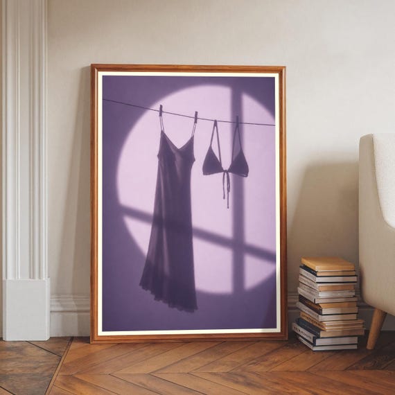 Lingerie Shadow Wall Art Print Minimalist Feminine Decor Bedroom Fashion Illustration Poster