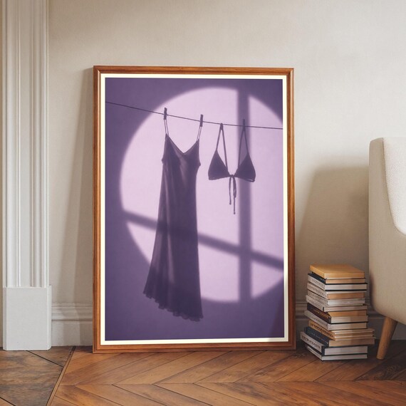 Lingerie Silhouette Shadow Purple Moody Feminine Minimalist Poster