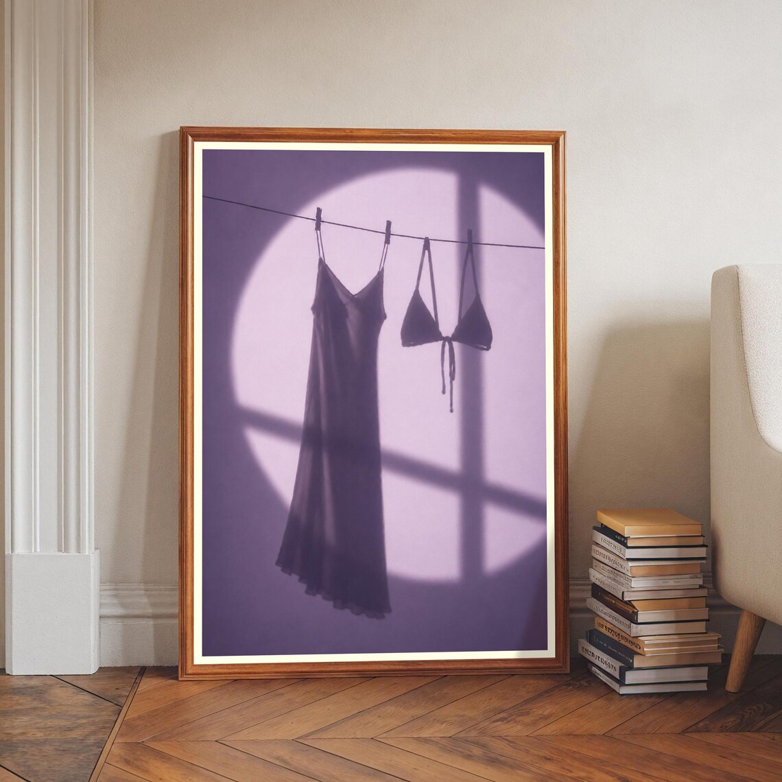 Lingerie Silhouette Shadow Purple Moody Feminine Minimalist Poster