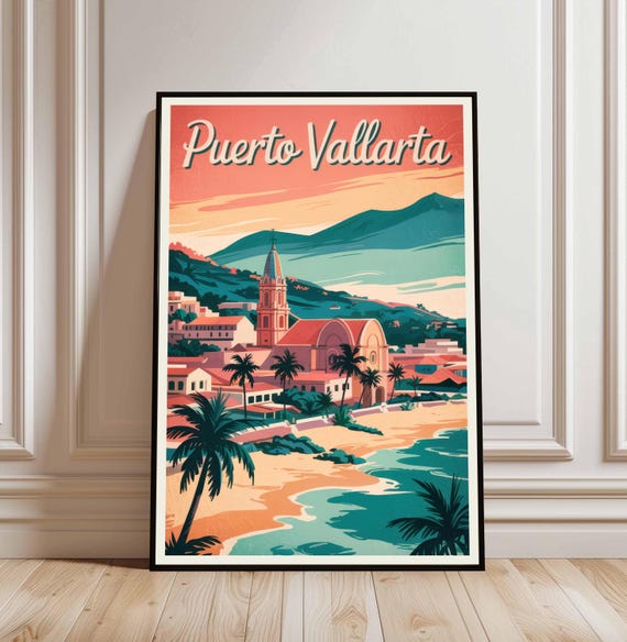 Puerto Vallarta Wall Art Travel Print Mexico Hanging Home Decor Lover Gift