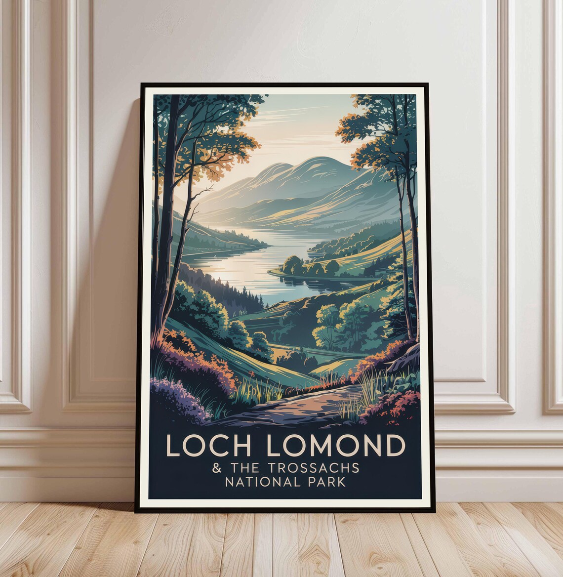 Loch Lomond The Trossachs National Park Scotland Vintage Travel Poster