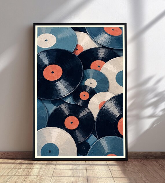 Abstract Vinyl Record Print Music Wall Art Player Decor Retro Poster